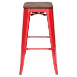 Tolix Wood Bar Stool Red Glossy