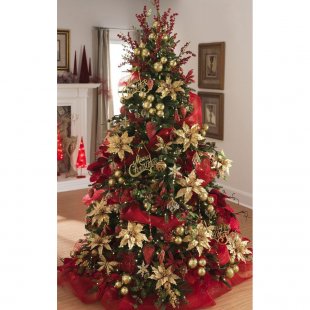 Decorative spruce decorated with Red Gold