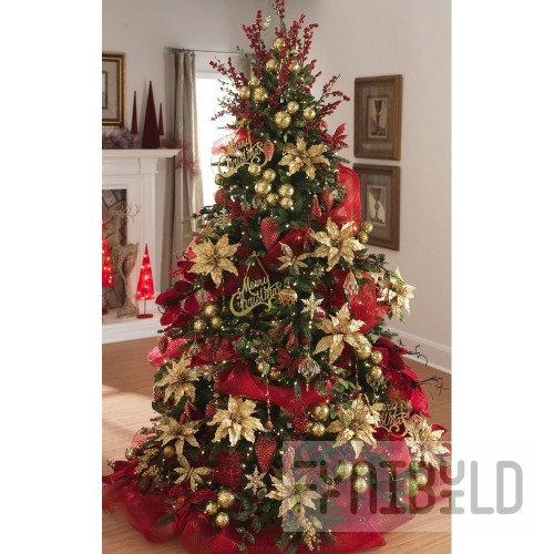 Decorative spruce decorated with Red Gold