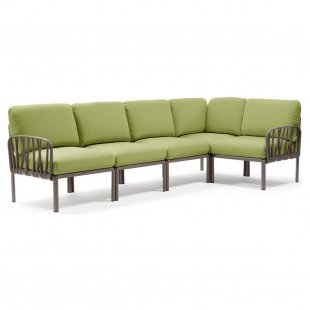 Plastic sofa with cushions Komodo 5 tortora/avocado