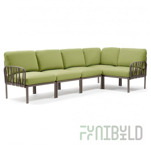 Plastic sofa with cushions Komodo 5 tortora/avocado