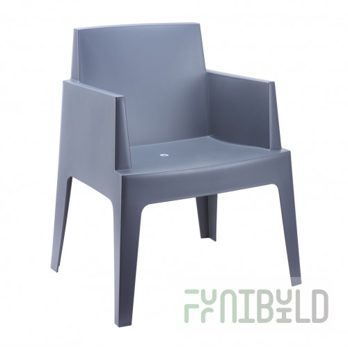 Plastic armchair Box, dark gray