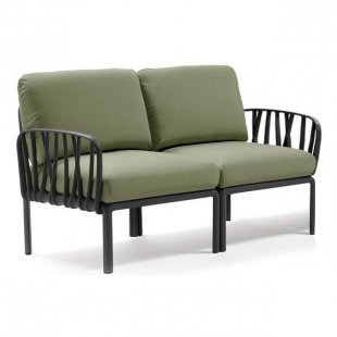 Plastic sofa with cushions Komodo 2, frame color anthracite, upholstery jungle
