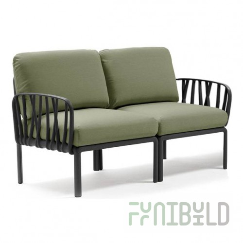 Plastic sofa with cushions Komodo 2, frame color anthracite, upholstery jungle