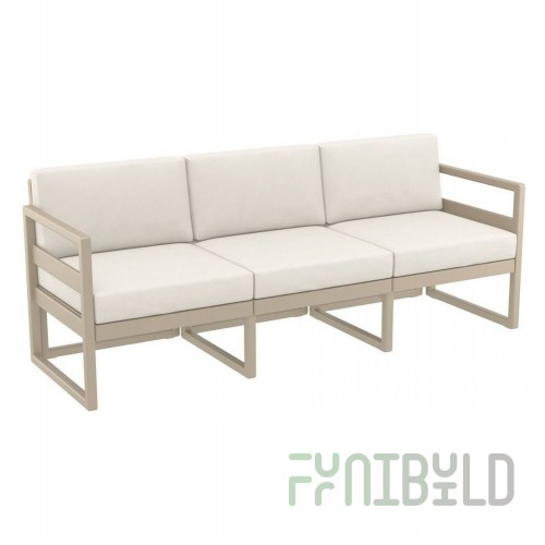 Plastic sofa with cushions Mykonos XL, beige