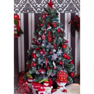 Decorative spruce decorated with Red Naomi