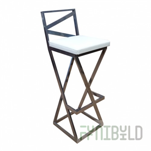 Bar stool Loft, chrome frame, white eco-leather