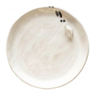 Shallow dinner plate with a hare