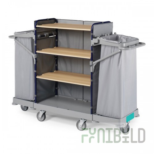 Green Hotel Maid Trolley, 150mm Wheel Diameter