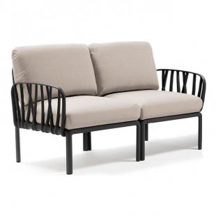 Plastic sofa with cushions Komodo 2, anthracite/ panama