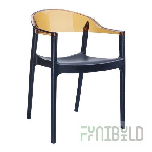Plastic chair Carmen, black/amber