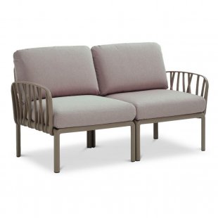 Plastic sofa with cushions Komodo 2, frame color tortora, upholstery gray