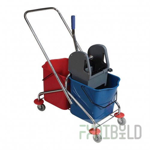 Two-bucket metal trolley 2x23 L with wringer, TU-9.3