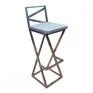 Bar stool Loft, chrome frame, grey eco-leather