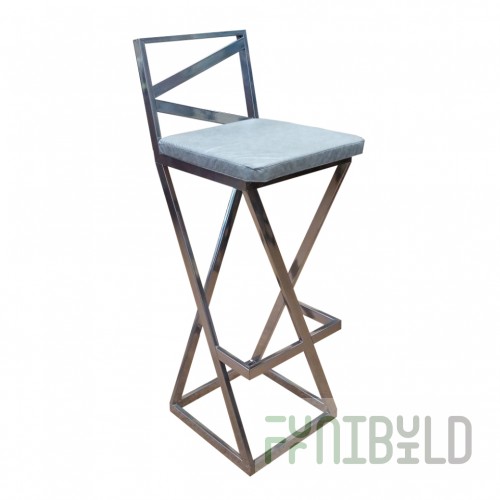 Bar stool Loft, chrome frame, grey eco-leather