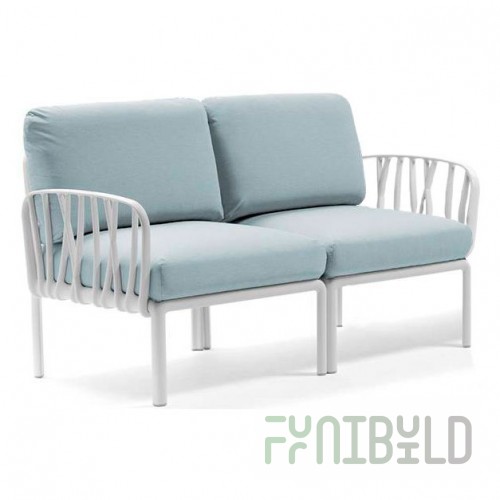 Plastic sofa with cushions Komodo 2, white/ice