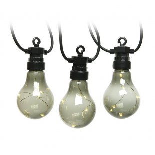 Retro Style Light Bulb Garland, 20 Smoky Bulbs, Warm White
