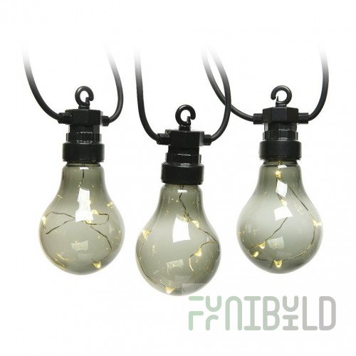 Retro Style Light Bulb Garland, 20 Smoky Bulbs, Warm White