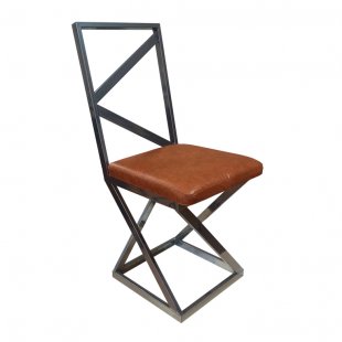Loft chair, chrome frame, brown eco-leather