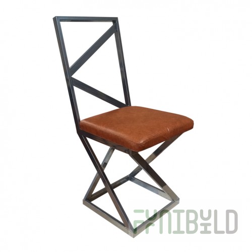 Loft chair, chrome frame, brown eco-leather