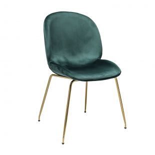 Turin chair, emerald velvet, golden legs