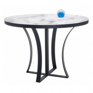 Glass table Nayton white marble / graphite
