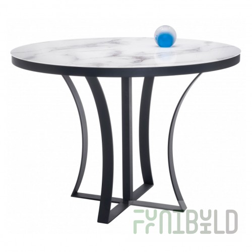 Glass table Nayton white marble / graphite