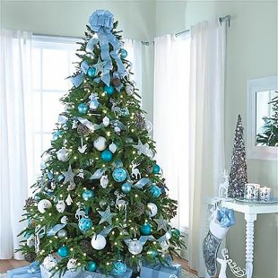Designer Christmas tree decorated with Light Blue
