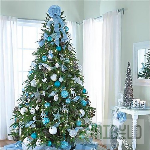 Designer Christmas tree decorated with Light Blue