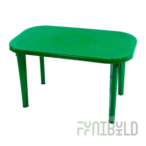 Plastic table, oval green