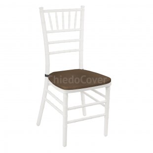 Chiavari chair white, wooden - with brown cushion