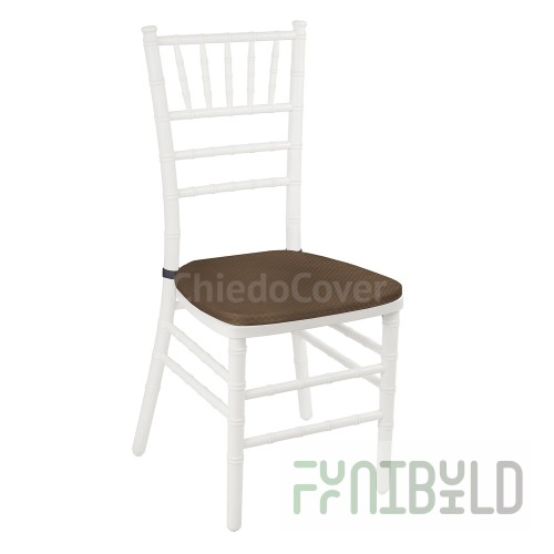 Chiavari chair white, wooden - with brown cushion