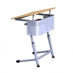 Desk with tilt angle and perforated screen K1