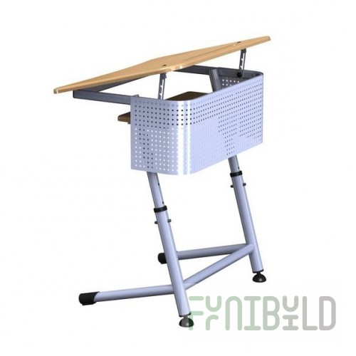 Desk with tilt angle and perforated screen K1