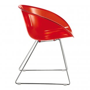 Chair transparent on runners Gliss red