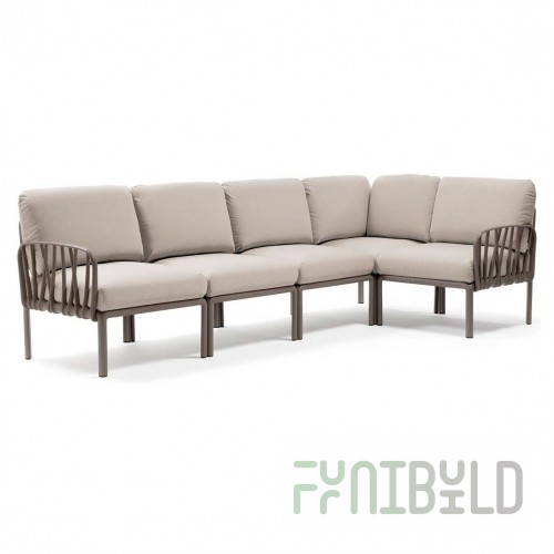 Plastic sofa with cushions Komodo 5 tortora/ panama