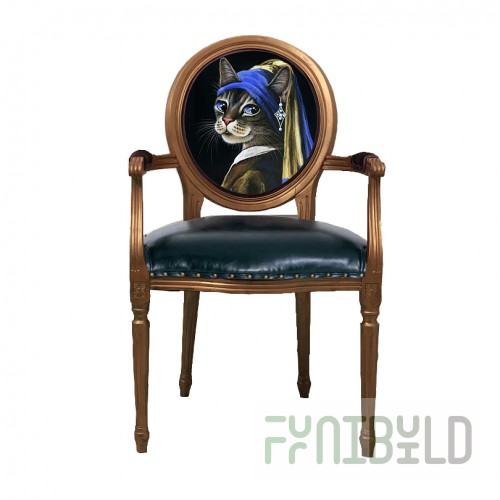 Chair with armrests Bianca, cat with pearl earring