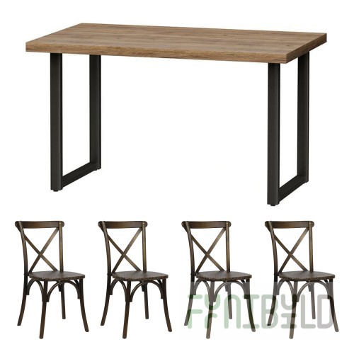Dining set Loft-2 Table + 4 Crossbacks
