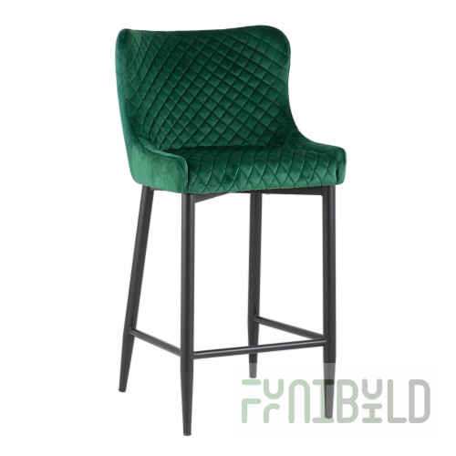 Half-bar stool Stitch emerald velour