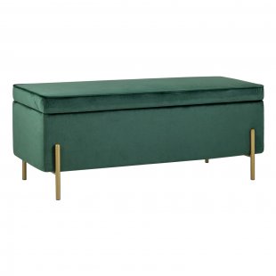 Tudor bench with drawer velour green