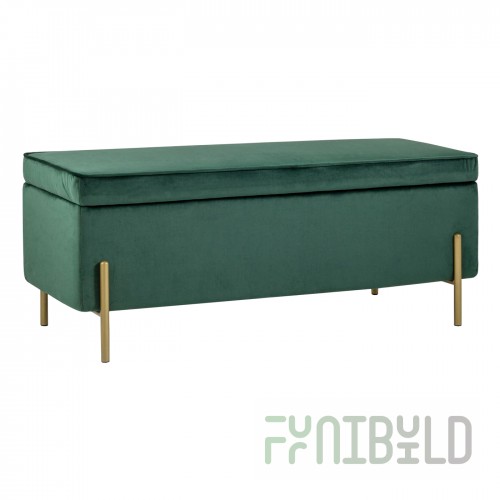 Tudor bench with drawer velour green