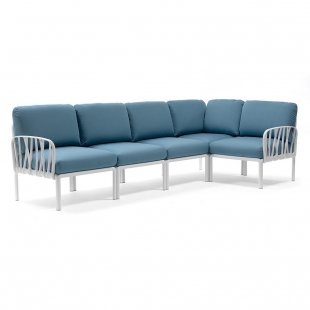 Plastic sofa with cushions Komodo 5 white/blue