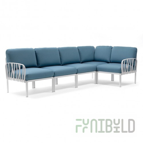 Plastic sofa with cushions Komodo 5 white/blue