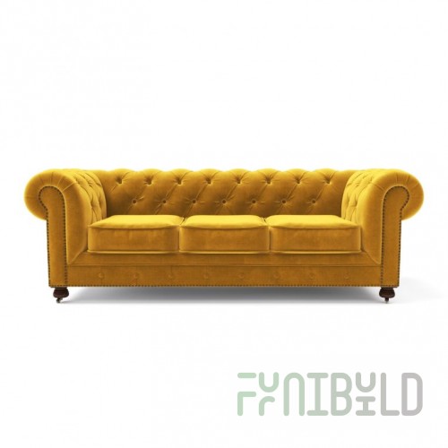 Chesterfield Lux ​​sofa three-seater yellow