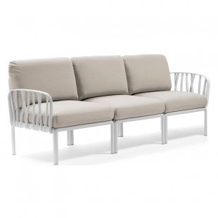 Plastic sofa with cushions Komodo 3, white/ panama