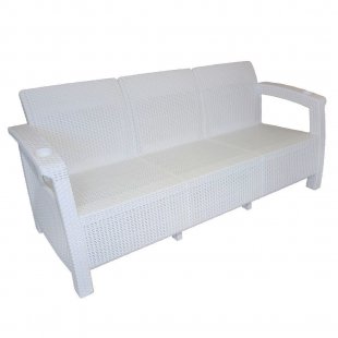 Rattan sofa Aguirre 3-seater white