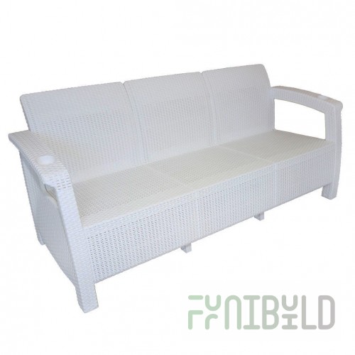 Rattan sofa Aguirre 3-seater white