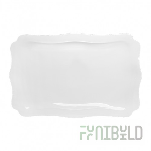 Rectangular dish with wavy edge 360x250 in Royal White 4, 12