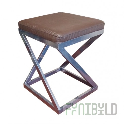 Stool Loft, chrome frame, brown eco-leather