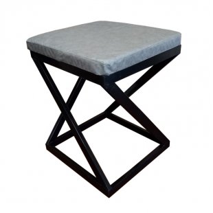 Stool Loft, black frame, grey eco-leather